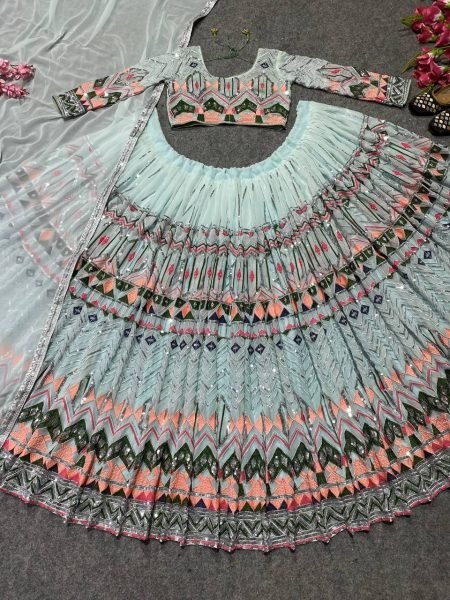 Faux Georgette  Sequence Work Designer Lehenga Choli Designer Lehenga Choli