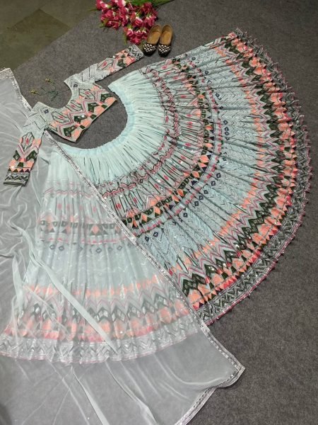 Faux Georgette  Sequence Work Designer Lehenga Choli Designer Lehenga Choli