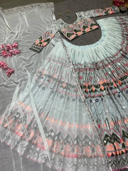 Faux Georgette  Sequence Work Designer Lehenga Choli Designer Lehenga Choli