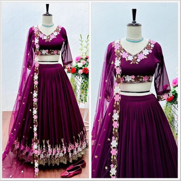 Faux Georgette Sequence Worked Designer Lehenga Choli Designer Lehenga Choli