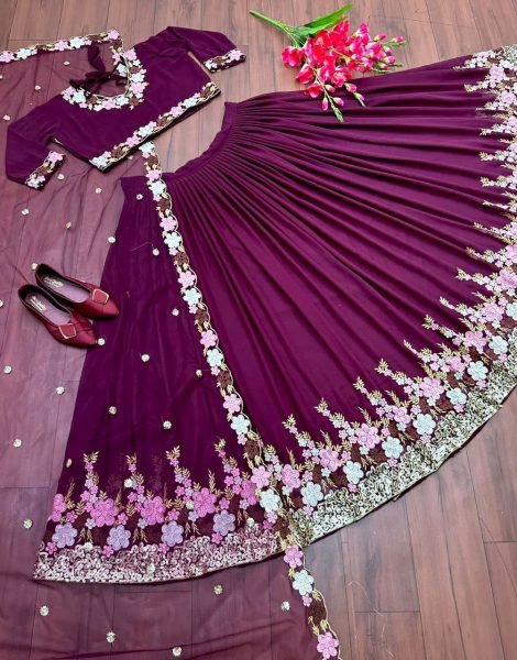 Faux Georgette Sequence Worked Designer Lehenga Choli Designer Lehenga Choli