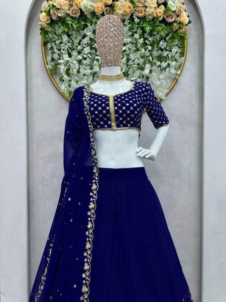 Faux Georgette Two Layered Designer Lehenga Choli  Designer Lehenga Choli