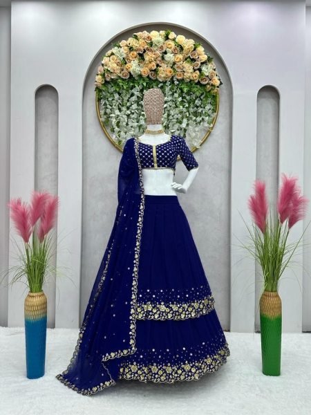 Faux Georgette Two Layered Designer Lehenga Choli  Designer Lehenga Choli