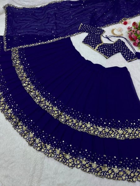 Faux Georgette Two Layered Designer Lehenga Choli  Designer Lehenga Choli