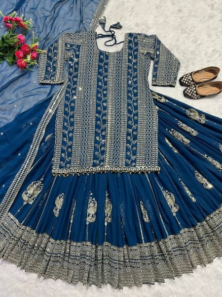  Faux Georgette With 5mm Sequence Fancy Sharara Collection  Sharara Set