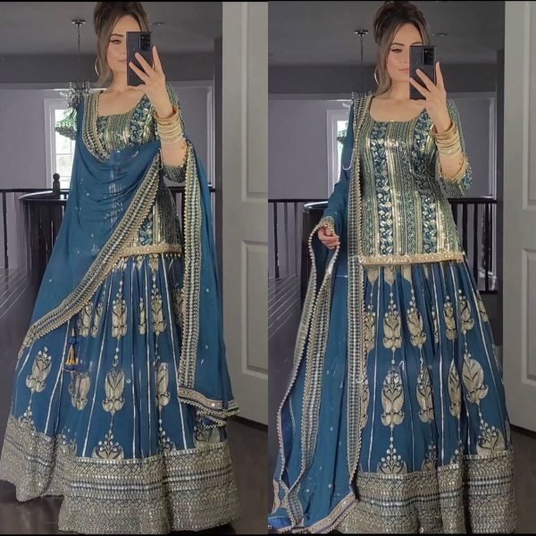  Faux Georgette With 5mm Sequence Fancy Sharara Collection  Sharara Set