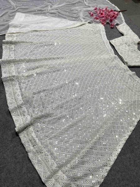Faux Georgette With Fancy Border Lace Designer Lehenga Choli  Designer Lehenga Choli