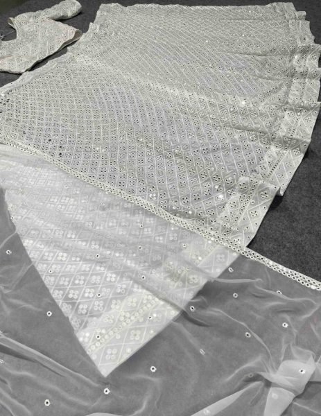 Faux Georgette With Fancy Border Lace Designer Lehenga Choli  Designer Lehenga Choli