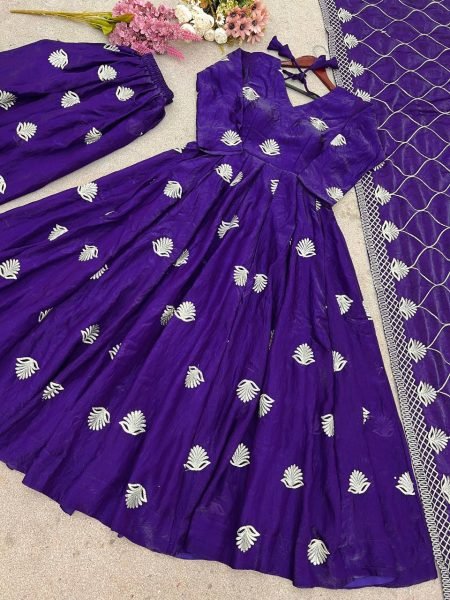 Fendy Silk Anarkali Gown Set with Palazzo and Dupatta Partywear Ready Anarkali Kurtis 