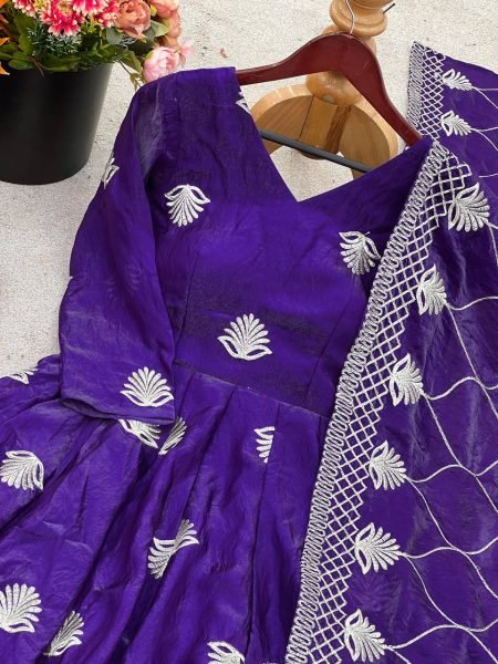 Fendy Silk Anarkali Gown Set with Palazzo and Dupatta Partywear Ready Anarkali Kurtis 
