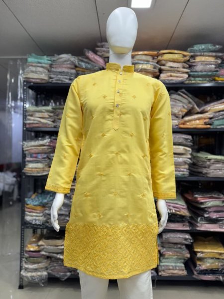 Fendy Silk Embroidered Kurta Pajama Set Ready to Wear Outfit for Functions Mens Wear
