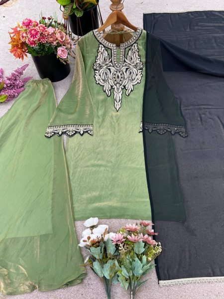 Fendy Silk Sharara Suit with Embroidery and Sequin Dupatta Wedding Look Ready To Wear Collection