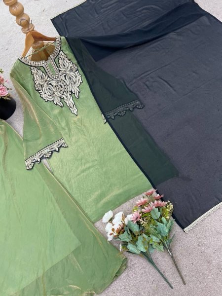 Fendy Silk Sharara Suit with Embroidery and Sequin Dupatta Wedding Look Ready To Wear Collection