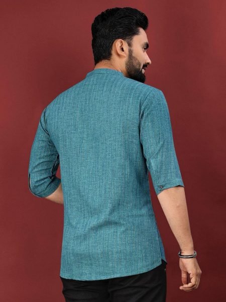 Festival Fresh Embroidered Designer Short Kurta in Soft Cotton for Men Mens Short Kurta