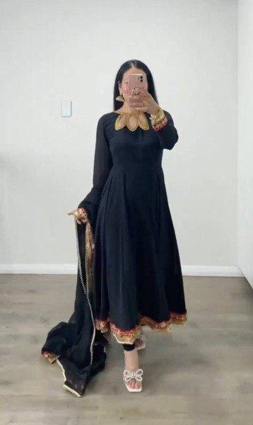 Festival Special Black Georgette Embroidered Gown   Ready To Wear Collection
