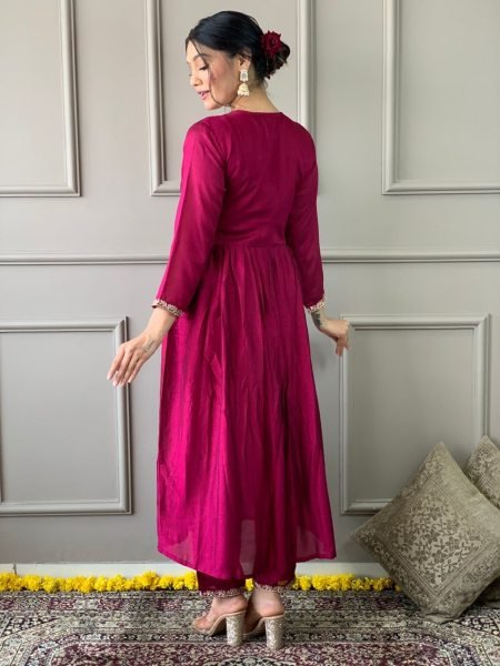 Festival Special Embroidery Work Kurti Pant With Dupatta  3 Piece Kurti Set