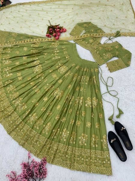 Festival Wear Chinon Silk Lehenga Choli  Designer Lehenga Choli