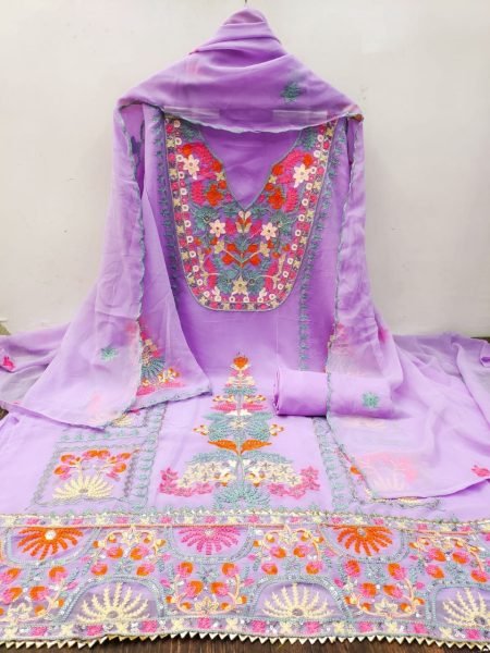Festival Wear Embroidery Work Georgette Dress Material Color Set Matching Dress Material Wholesale