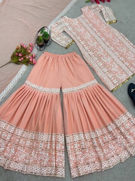 Festival Wear Embroidery Work Sharara Suits  Ready To Wear Collection