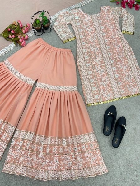 Festival Wear Embroidery Work Sharara Suits  Ready To Wear Collection