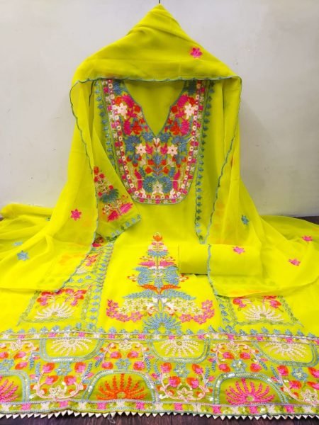 Festival Wear Embroidery Work Georgette Dress Material Color Set Matching Dress Material Wholesale