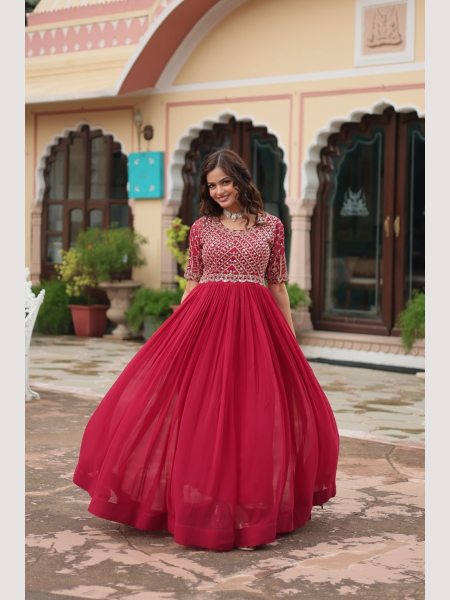 Festival Wear Embroidery Zari Sequence Work Gown  Anarkali Kurtis 