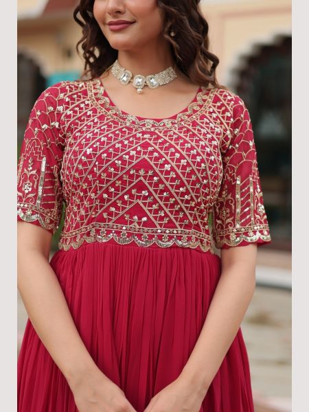 Festival Wear Embroidery Zari Sequence Work Gown  Anarkali Kurtis 