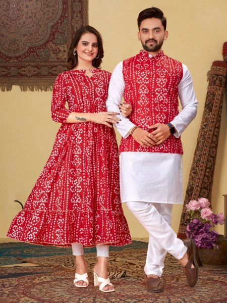 Festivals And Special Occasions Couple Combo Bandhni Print Couple Combo collection 