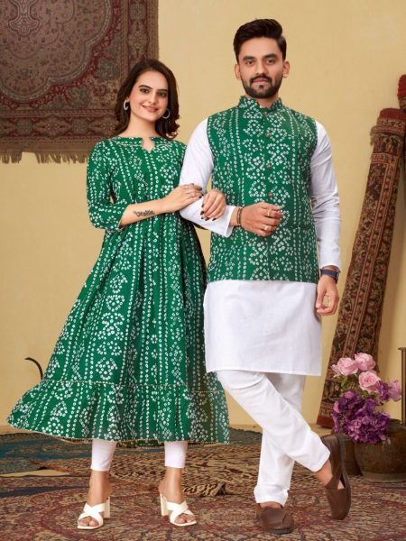 Festivals And Special Occasions Couple Combo Bandhni Print Couple Combo collection 