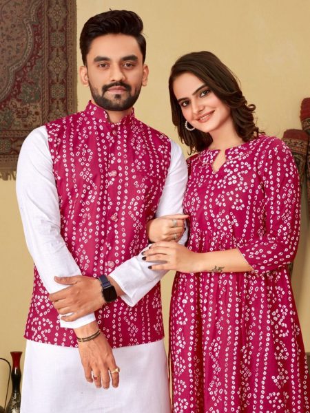 Festivals And Special Occasions Couple Combo Bandhni Print Couple Combo collection 