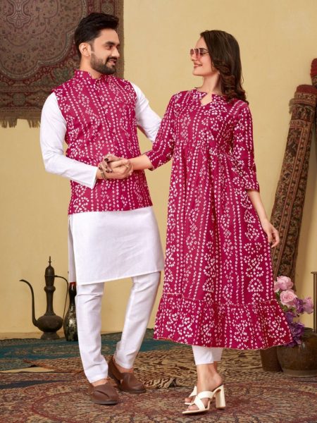 Festivals And Special Occasions Couple Combo Bandhni Print Couple Combo collection 