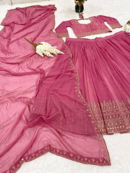 Festive Elegance  Designer Lehenga Choli in Pure Fox Georgette with Stunning Embroidery   Sequins Detailing Designer Lehenga Choli