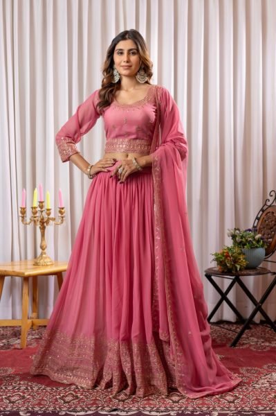 Festive Elegance  Designer Lehenga Choli in Pure Fox Georgette with Stunning Embroidery   Sequins Detailing Designer Lehenga Choli