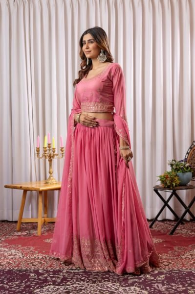 Festive Elegance  Designer Lehenga Choli in Pure Fox Georgette with Stunning Embroidery   Sequins Detailing Designer Lehenga Choli