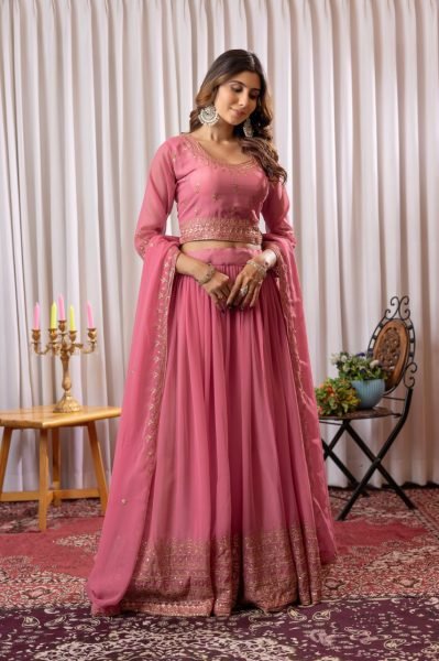 Festive Elegance  Designer Lehenga Choli in Pure Fox Georgette with Stunning Embroidery   Sequins Detailing Designer Lehenga Choli
