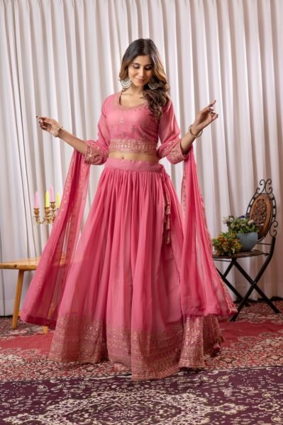 Festive Elegance  Designer Lehenga Choli in Pure Fox Georgette with Stunning Embroidery   Sequins Detailing Designer Lehenga Choli