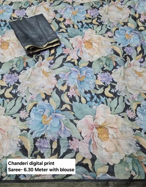 Festive Flow Soft Chanderi Silk Saree with Gold Zari Patti  & Digital Pallu Printed Cotton Sarees Wholesale