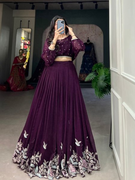 Festive Occasion Ready to Wear Georgette Lehenga with Blouse and Lace Edging Best Seller with Sparkling Butti Work 
