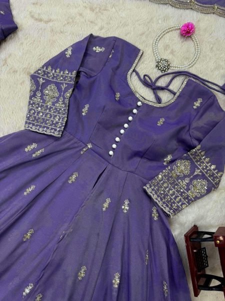 Festive Ready Midnight Blue Simmer Silk Lehenga Suit with Sequin Touch for Royal Vibes Ready To Wear Collection