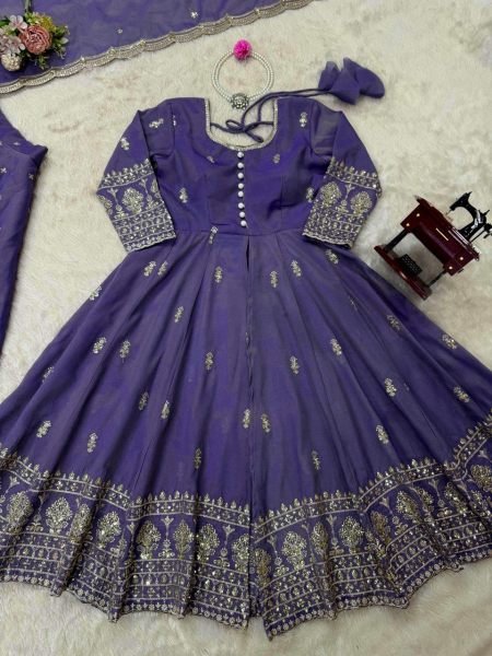 Festive Ready Midnight Blue Simmer Silk Lehenga Suit with Sequin Touch for Royal Vibes Ready To Wear Collection