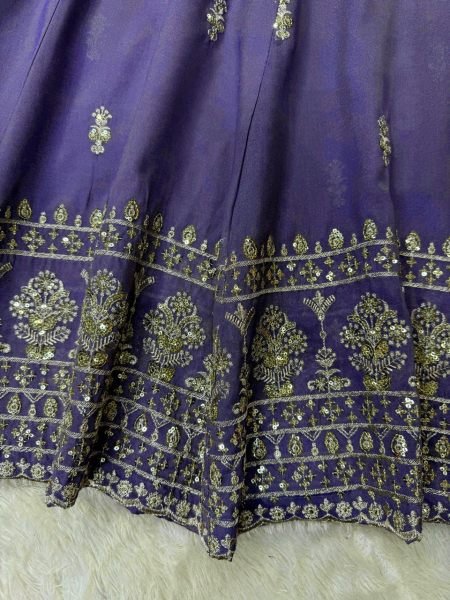 Festive Ready Midnight Blue Simmer Silk Lehenga Suit with Sequin Touch for Royal Vibes Ready To Wear Collection