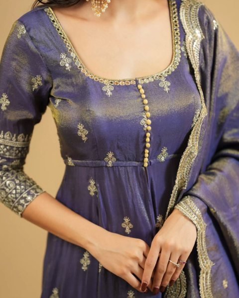Festive Ready Midnight Blue Simmer Silk Lehenga Suit with Sequin Touch for Royal Vibes Ready To Wear Collection