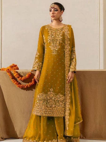 Festive Georgette Top Plazzo Set with Embroidery Ready to Wear International Buyers