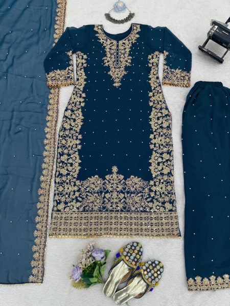 Festive Special Georgette Coding With Sequence Work Sharara Suit Ready To Wear Collection