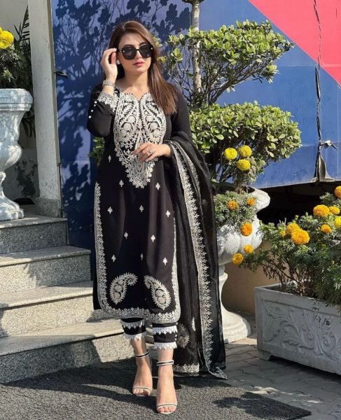 Festive Wear Black Color Full Stitches Salwar Suit Ready To Wear Collection