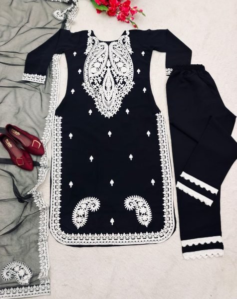 Festive Wear Black Color Full Stitches Salwar Suit Ready To Wear Collection
