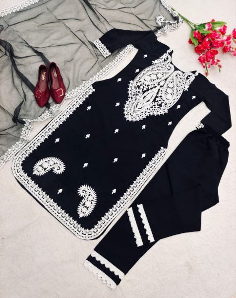 Festive Wear Black Color Full Stitches Salwar Suit Ready To Wear Collection