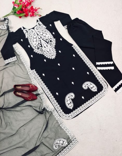 Festive Wear Black Color Full Stitches Salwar Suit Ready To Wear Collection