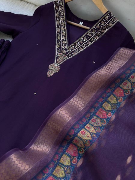 Festive Wear Roman Silk Kurti Set with Miyani Pant   Digital Chanderi Dupatta Elegant 3PC Outfit Supplier Collection for Clothing Wholesalers 3 Piece Kurti Set