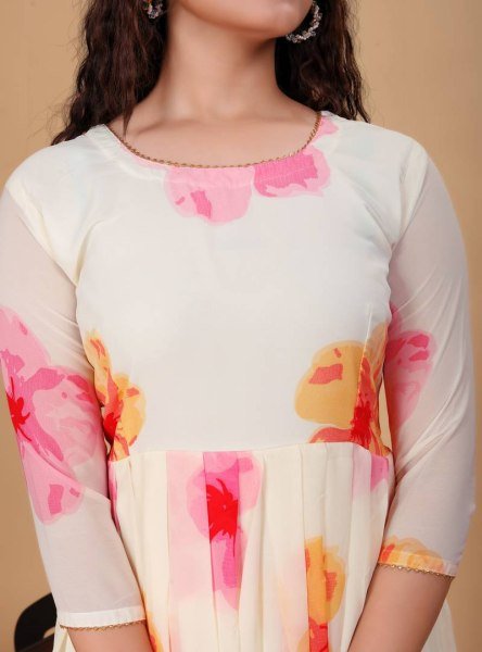 Festive Wear  White Georgette Kurti with Pant   Dupatta Set For women in wholesale price Georgette Kurti 